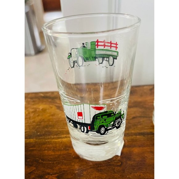 Vintage Big Rig Semi Truck Double Old Fashioned Glasses, Set of Four; Trucking G - Picture 2 of 5